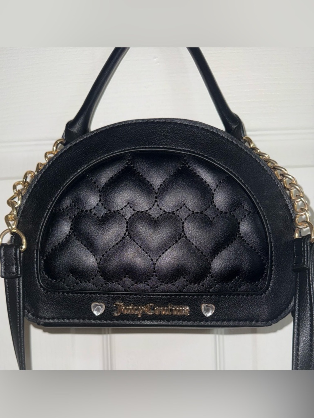 Juicy Couture Black Quilted Heart Mini Top-Handle Bag